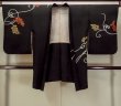 Photo1: Mint P0120E Antique Japanese kimono Black HAORI short jacket for women / Silk. Ivy (Grade A) (1)