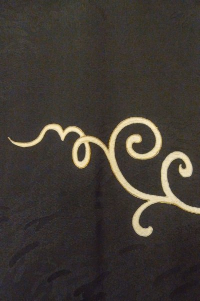 Photo6: Mint P0120E Antique Japanese kimono Black HAORI short jacket for women / Silk. Ivy (Grade A) (6)