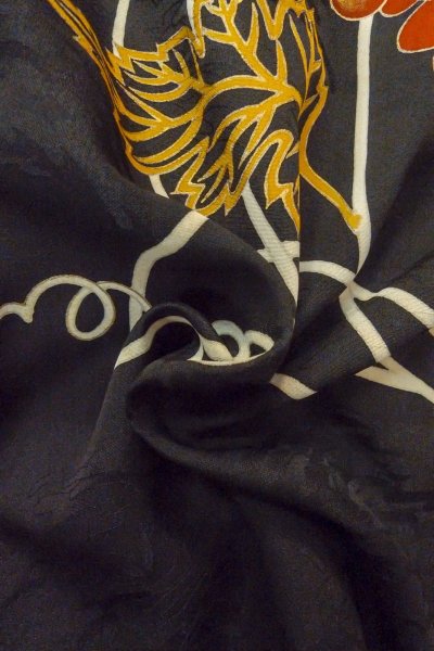 Photo13: Mint P0120E Antique Japanese kimono Black HAORI short jacket for women / Silk. Ivy (Grade A) (13)