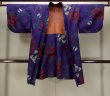 Photo1: P0120F Antique Japanese kimono Dark Purple HAORI short jacket for women / Silk. Peony (Grade C) (1)