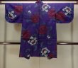 Photo2: P0120F Antique Japanese kimono Dark Purple HAORI short jacket for women / Silk. Peony (Grade C) (2)