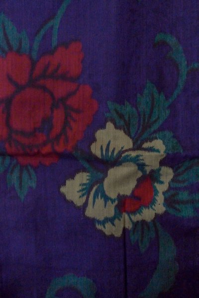 Photo4: P0120F Antique Japanese kimono Dark Purple HAORI short jacket for women / Silk. Peony (Grade C) (4)