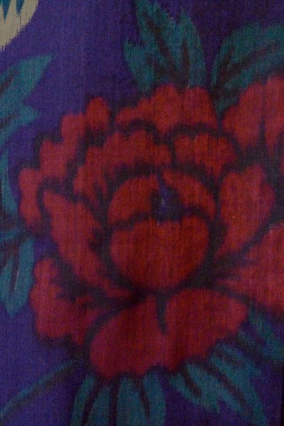 Photo5: P0120F Antique Japanese kimono Dark Purple HAORI short jacket for women / Silk. Peony (Grade C) (5)
