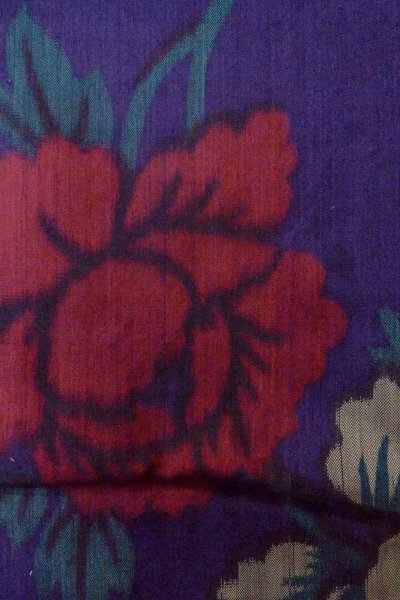 Photo7: P0120F Antique Japanese kimono Dark Purple HAORI short jacket for women / Silk. Peony (Grade C) (7)