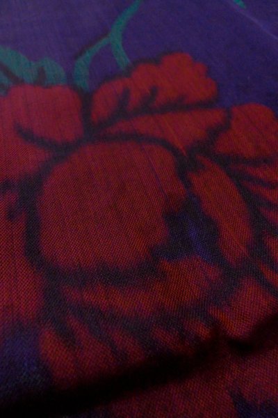 Photo10: P0120F Antique Japanese kimono Dark Purple HAORI short jacket for women / Silk. Peony (Grade C) (10)