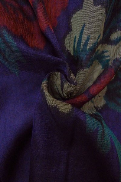 Photo12: P0120F Antique Japanese kimono Dark Purple HAORI short jacket for women / Silk. Peony (Grade C) (12)