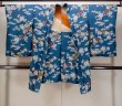 Photo1: P0120G Antique Japanese kimono Grayish Blue HAORI short jacket for women / Silk. Peony (Grade C) (1)