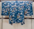 Photo2: P0120G Antique Japanese kimono Grayish Blue HAORI short jacket for women / Silk. Peony (Grade C) (2)