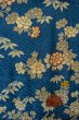 Photo3: P0120G Antique Japanese kimono Grayish Blue HAORI short jacket for women / Silk. Peony (Grade C) (3)