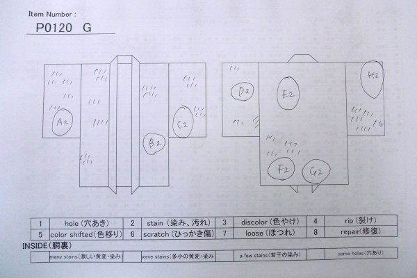 Photo13: P0120G Antique Japanese kimono Grayish Blue HAORI short jacket for women / Silk. Peony (Grade C) (13)