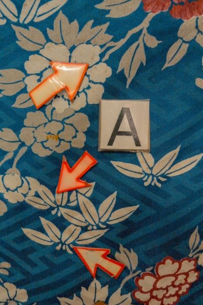 Photo14: P0120G Antique Japanese kimono Grayish Blue HAORI short jacket for women / Silk. Peony (Grade C) (14)