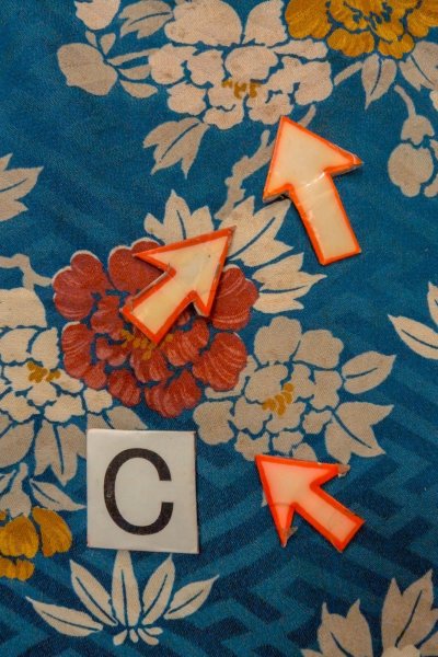 Photo16: P0120G Antique Japanese kimono Grayish Blue HAORI short jacket for women / Silk. Peony (Grade C) (16)