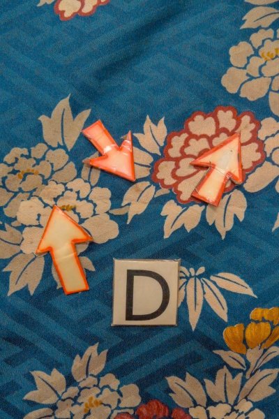 Photo17: P0120G Antique Japanese kimono Grayish Blue HAORI short jacket for women / Silk. Peony (Grade C) (17)