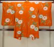 Photo2: P0120I Antique Japanese kimono Vivid Orange HAORI short jacket for women / Silk. Flower (Grade B) (2)