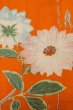 Photo7: P0120I Antique Japanese kimono Vivid Orange HAORI short jacket for women / Silk. Flower (Grade B) (7)