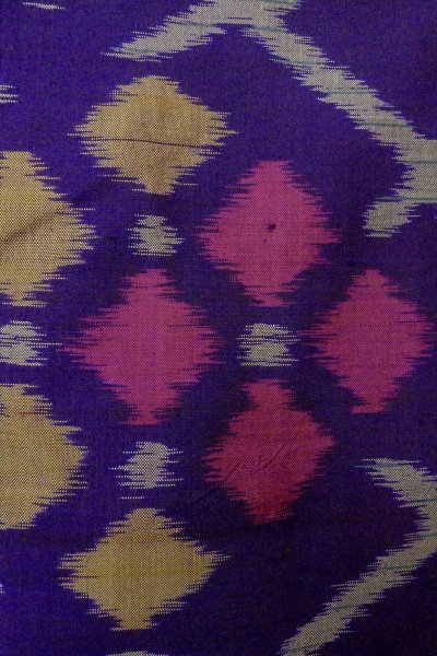 Photo6: P0120J Antique Japanese kimono Dark Purple HAORI short jacket for women / Silk. Lozenges (Grade B) (6)