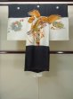 Photo1: P0123A Vintage Japanese kimono Black Kimono for Boys for men / Silk. Pine tree/branch/needle, Set with P0123B (Grade B) (1)