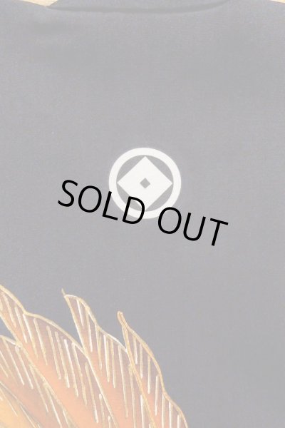 Photo3: P0123A Vintage Japanese kimono Black Kimono for Boys for men / Silk. Pine tree/branch/needle, Set with P0123B (Grade B) (3)