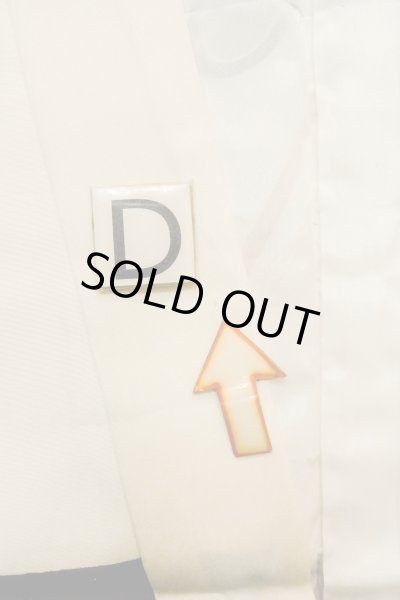 Photo19: P0123A Vintage Japanese kimono Black Kimono for Boys for men / Silk. Pine tree/branch/needle, Set with P0123B (Grade B) (19)