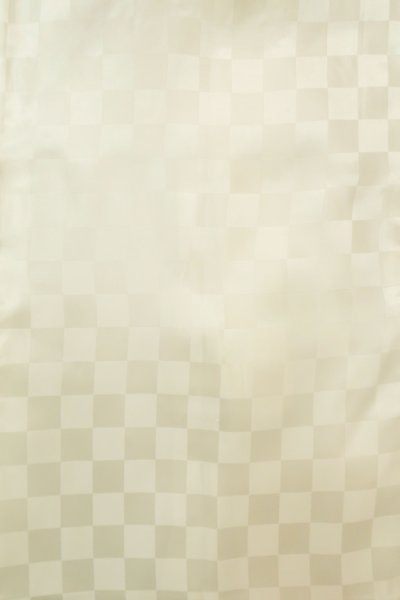 Photo3: P0123B Vintage Japanese kimono Shiny White Juban for Boys for men / Silk. Plaid Checks, Set with P0123A (Grade D) (3)