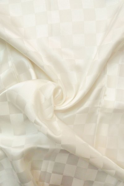 Photo10: P0123B Vintage Japanese kimono Shiny White Juban for Boys for men / Silk. Plaid Checks, Set with P0123A (Grade D) (10)