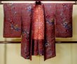 Photo1: P0123C Antique Japanese kimono Reddish Purple HAORI short jacket for women / Silk. UME plum bloom (Grade D) (1)