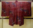 Photo2: P0123C Antique Japanese kimono Reddish Purple HAORI short jacket for women / Silk. UME plum bloom (Grade D) (2)