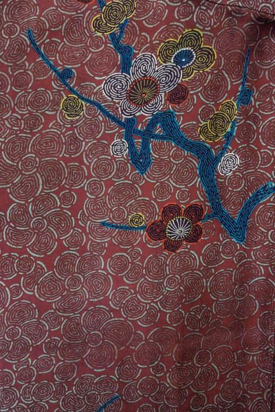 Photo3: P0123C Antique Japanese kimono Reddish Purple HAORI short jacket for women / Silk. UME plum bloom (Grade D) (3)