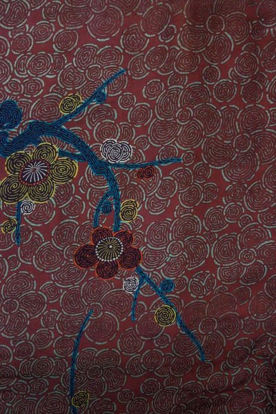 Photo4: P0123C Antique Japanese kimono Reddish Purple HAORI short jacket for women / Silk. UME plum bloom (Grade D) (4)