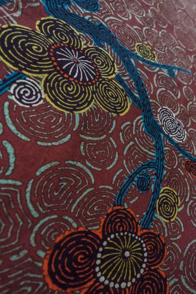 Photo8: P0123C Antique Japanese kimono Reddish Purple HAORI short jacket for women / Silk. UME plum bloom (Grade D) (8)