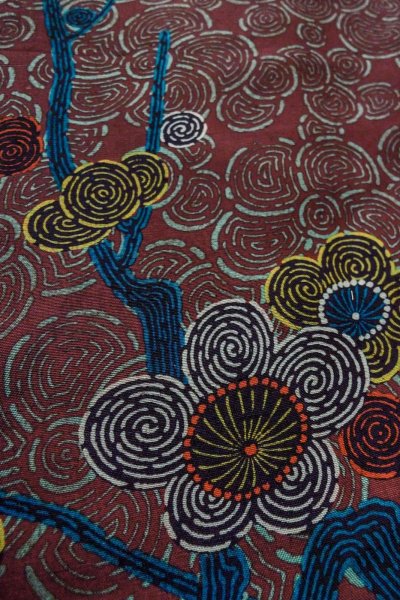 Photo10: P0123C Antique Japanese kimono Reddish Purple HAORI short jacket for women / Silk. UME plum bloom (Grade D) (10)