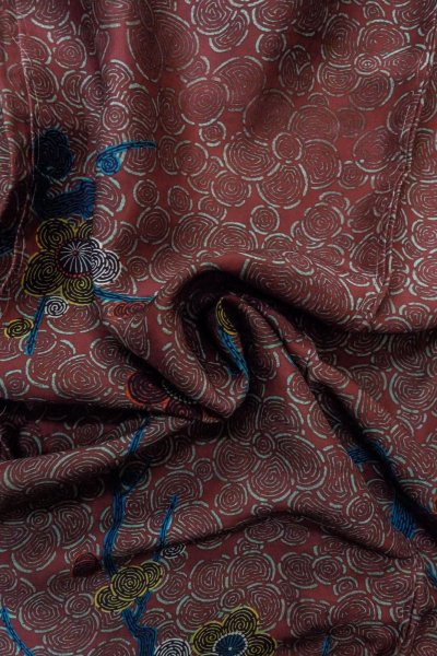 Photo12: P0123C Antique Japanese kimono Reddish Purple HAORI short jacket for women / Silk. UME plum bloom (Grade D) (12)