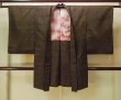 Photo1: P0123E Vintage Japanese kimono Dark Brown HAORI short jacket for women / Silk. Abstract pattern (Grade A) (1)