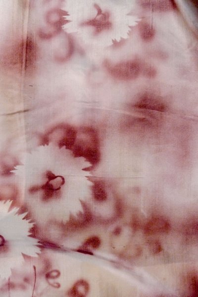 Photo12: P0123E Vintage Japanese kimono Dark Brown HAORI short jacket for women / Silk. Abstract pattern (Grade A) (12)