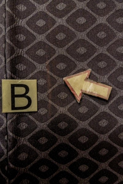 Photo14: P0123F Vintage Japanese kimono Grayish Pale Purple HAORI short jacket for women / Silk. Lozenges (Grade C) (14)