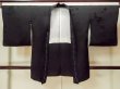 Photo1: P0123G Vintage Japanese kimono Black HAORI short jacket for women / Silk., Base woven pattern: Wave, cloud, KUMIHIMO rope with tassels, Folding fan. (Grade A) (1)