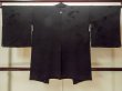 Photo2: P0123G Vintage Japanese kimono Black HAORI short jacket for women / Silk., Base woven pattern: Wave, cloud, KUMIHIMO rope with tassels, Folding fan. (Grade A) (2)