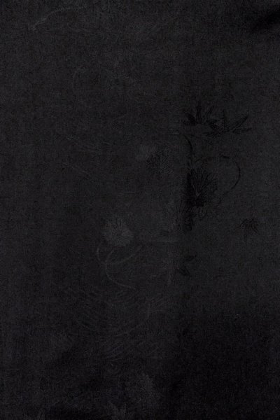 Photo5: P0123G Vintage Japanese kimono Black HAORI short jacket for women / Silk., Base woven pattern: Wave, cloud, KUMIHIMO rope with tassels, Folding fan. (Grade A) (5)