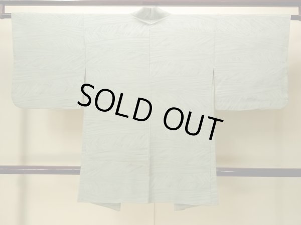 Photo3: P0123H Vintage Japanese kimono Pale Grayish Teal HAORI short jacket for women / Silk. Line (Grade C) (3)