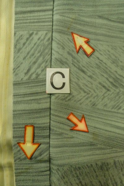 Photo16: P0123H Vintage Japanese kimono Pale Grayish Teal HAORI short jacket for women / Silk. Line (Grade C) (16)