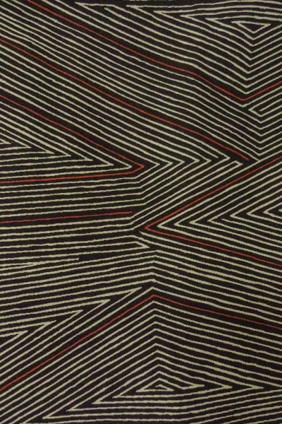 Photo7: P0123I Vintage Japanese kimono Black HAORI short jacket for women / Silk. Triangle (Grade B) (7)