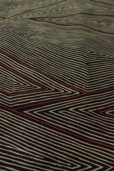 Photo9: P0123I Vintage Japanese kimono Black HAORI short jacket for women / Silk. Triangle (Grade B) (9)