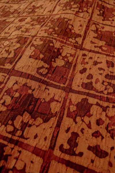 Photo8: Mint P0123J Vintage Japanese kimono Dark Orange HAORI short jacket for women / Silk. MOMIJI maple leaf (Grade A) (8)