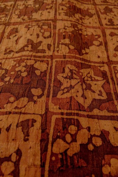 Photo9: Mint P0123J Vintage Japanese kimono Dark Orange HAORI short jacket for women / Silk. MOMIJI maple leaf (Grade A) (9)