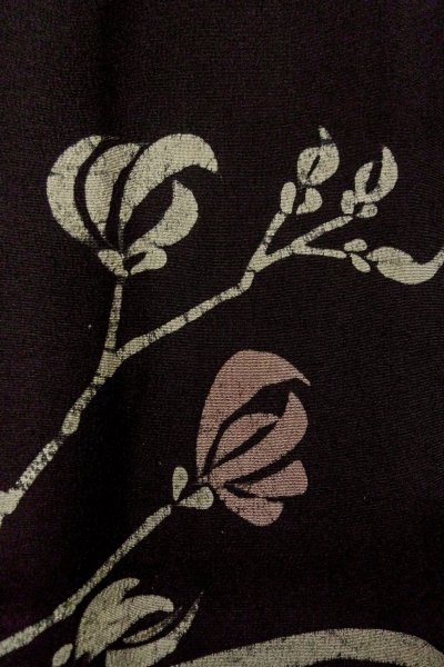 Photo5: Mint P0123K Vintage Japanese kimono Black HAORI short jacket for women / Silk. Flower (Grade A) (5)