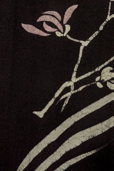 Photo6: Mint P0123K Vintage Japanese kimono Black HAORI short jacket for women / Silk. Flower (Grade A) (6)