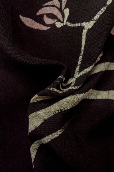 Photo12: Mint P0123K Vintage Japanese kimono Black HAORI short jacket for women / Silk. Flower (Grade A) (12)