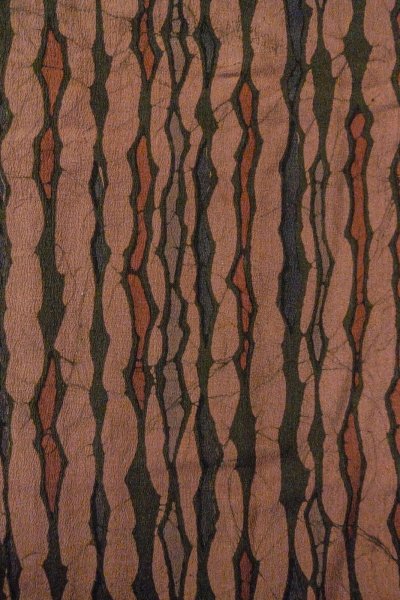 Photo4: P0123L Vintage Japanese kimono Grayish Dark Red HAORI short jacket for women / Silk. Broken ice pattern (Grade B) (4)