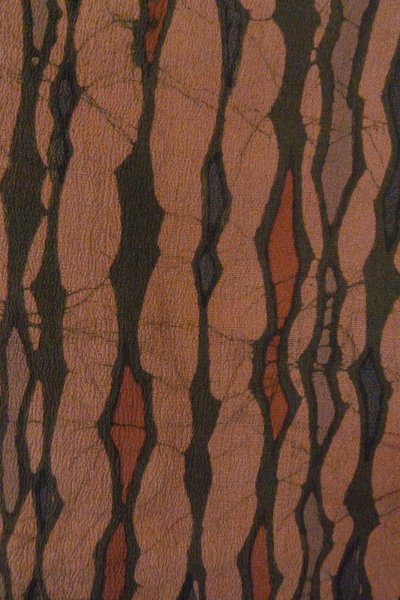 Photo5: P0123L Vintage Japanese kimono Grayish Dark Red HAORI short jacket for women / Silk. Broken ice pattern (Grade B) (5)