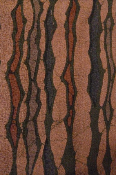 Photo7: P0123L Vintage Japanese kimono Grayish Dark Red HAORI short jacket for women / Silk. Broken ice pattern (Grade B) (7)